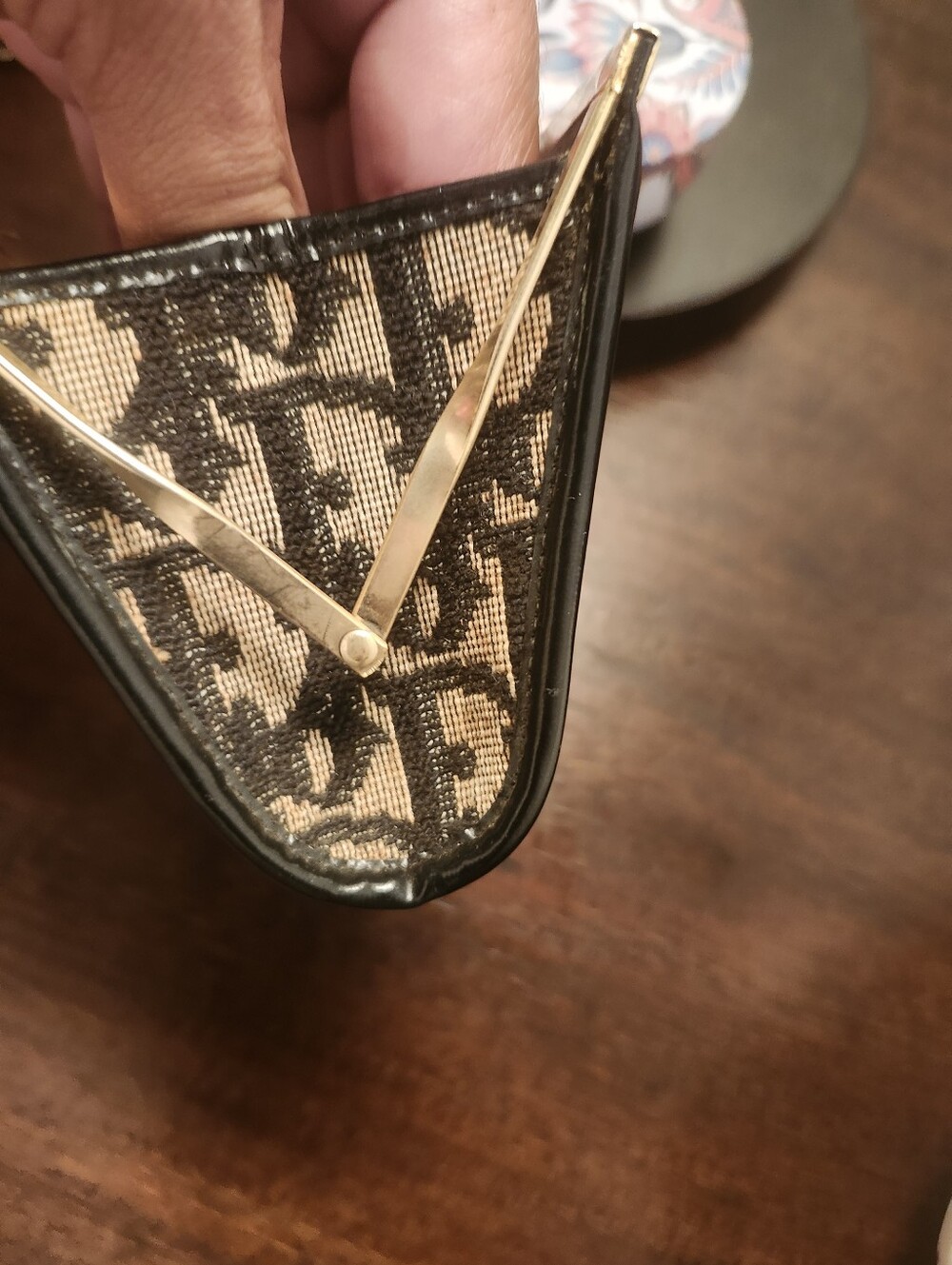 Dior Classic Black & Tan Patterned Women's Frame Wallet - Picture 3 of 7